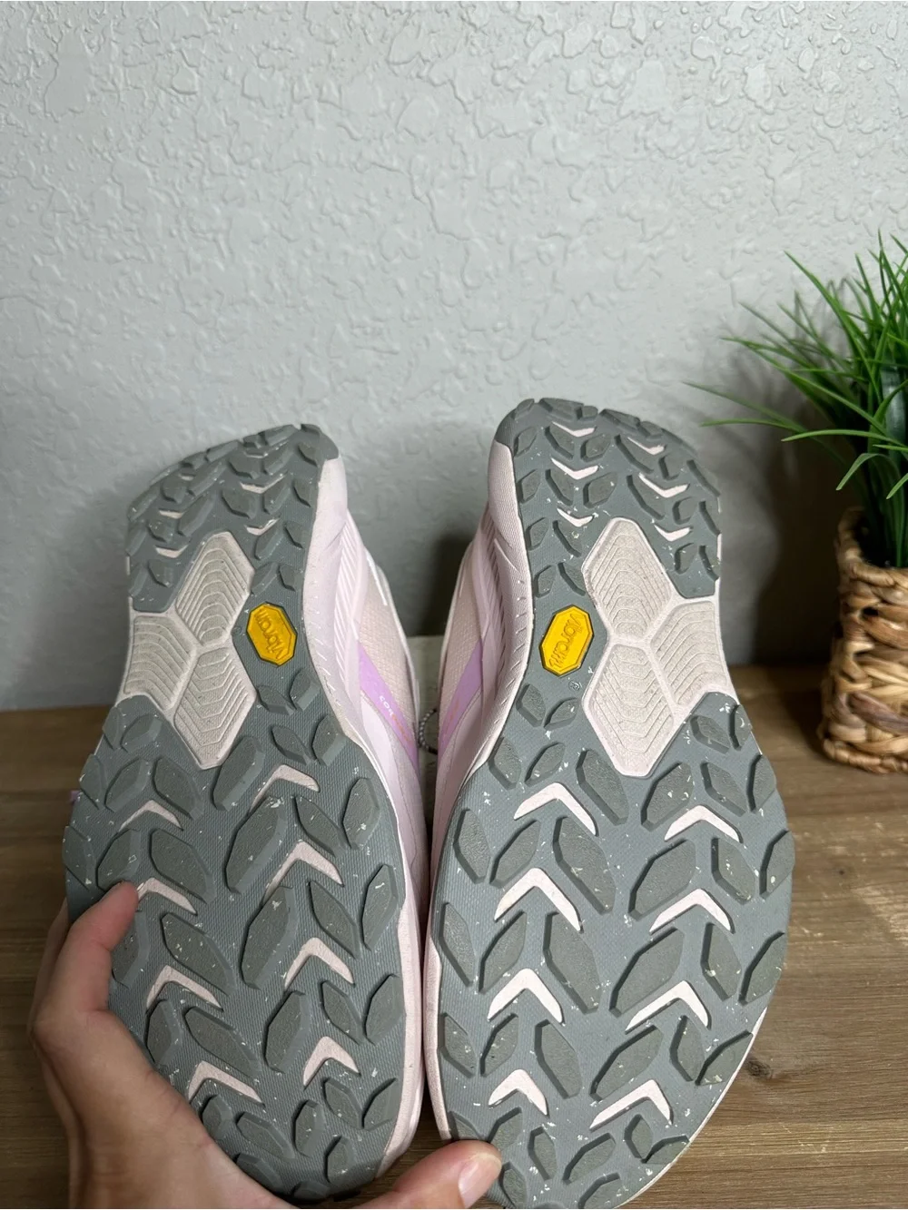 HOKA Women’s Transport GTX Cosmic Pearl light pink sneakers w toggle lase